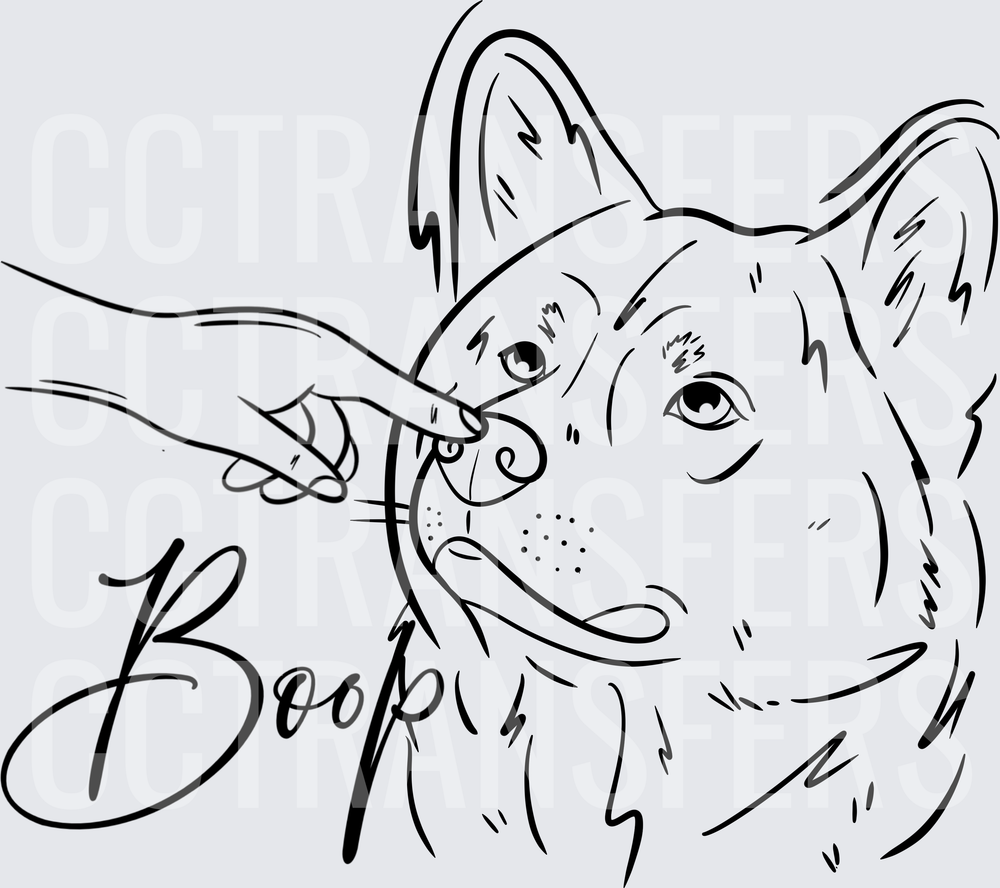 Boop Dog Nose Finger Tap Line Art (DTF)