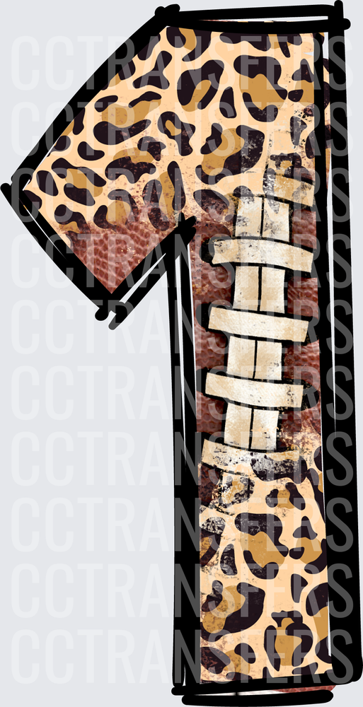 Leopard Print Football Number One (DTF)