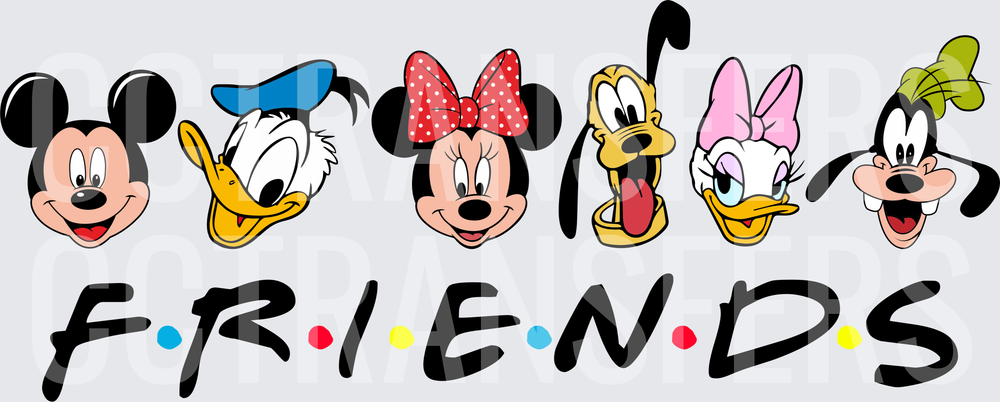 Cartoon Character Faces FRIENDS Logo (DTF)