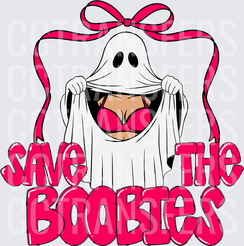 Save The Boobies Ghost Breast Cancer Awareness (DTF)