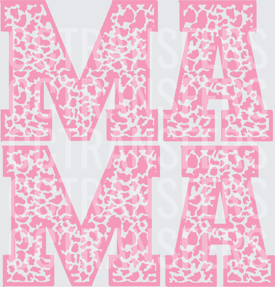 Pink Cow Print MAMA Block Letters (DTF)