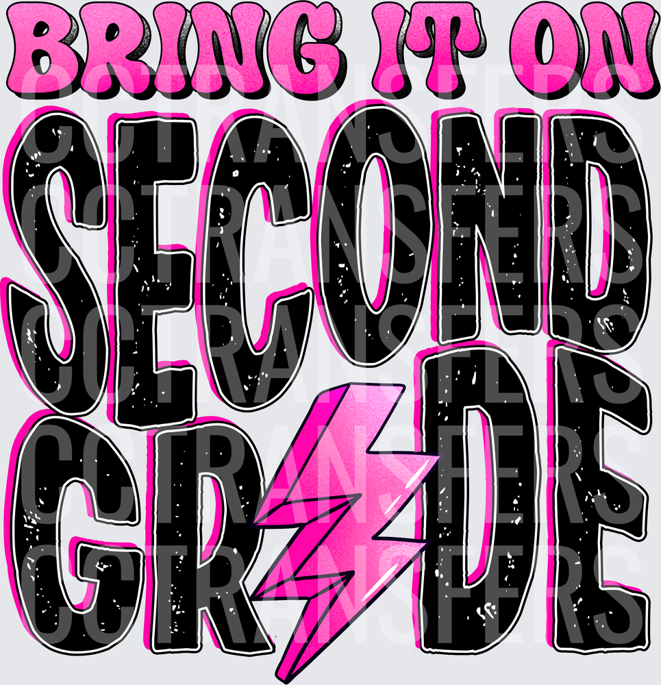Bring It On Second Grade Pink Lightning Bolt (DTF)