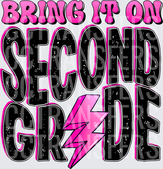 Bring It On Second Grade Pink Lightning Bolt (DTF)