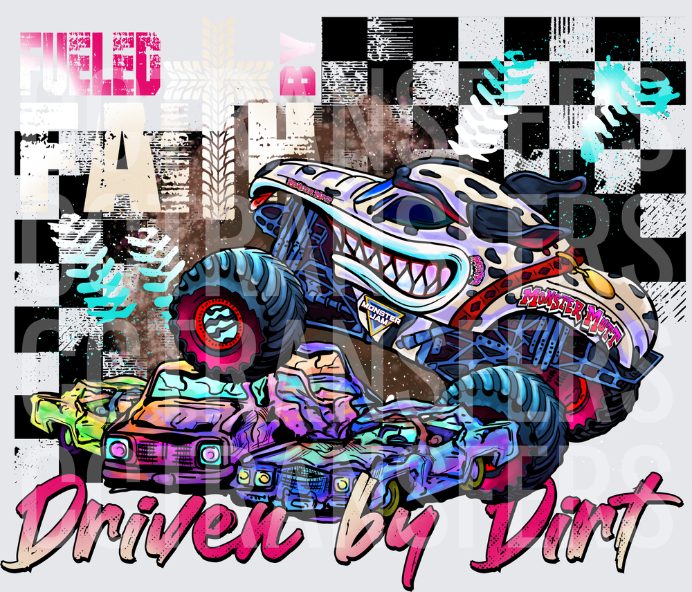Monster Mutt Jam Truck Crushing Cars Driven by Dirt (DTF)