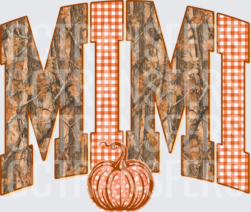 Mimi Fall Camo Plaid Pumpkin Autumn Design (DTF)