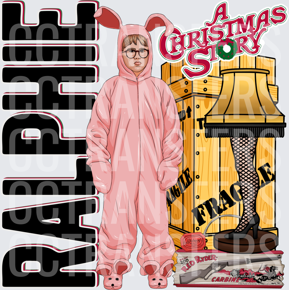 Ralphie Pink Bunny Suit Christmas Story Leg Lamp Fragile (DTF)