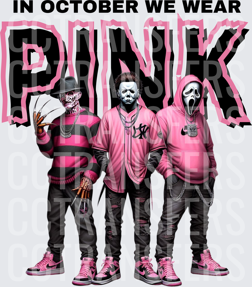 In October We Wear Pink Horror Icons Streetwear (DTF)