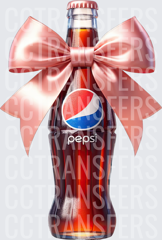 Glass Soda Bottle with Pink Satin Bow (DTF)