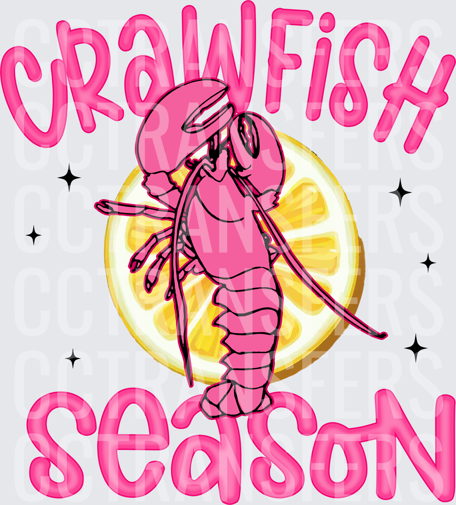 Crawfish Season Pink Crawfish Lemon Slice (DTF)