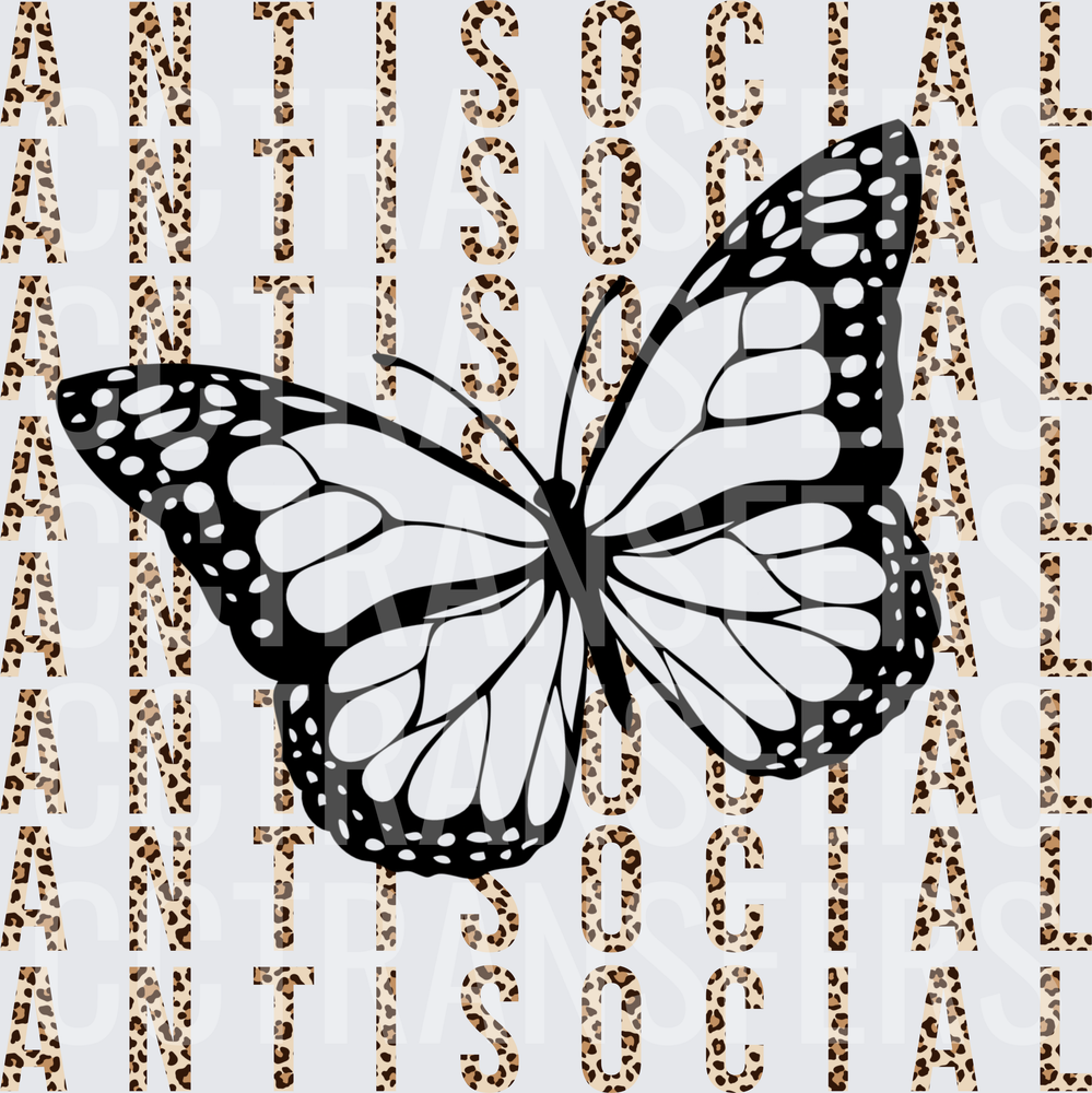 Antisocial Leopard Print Text Butterfly (DTF)