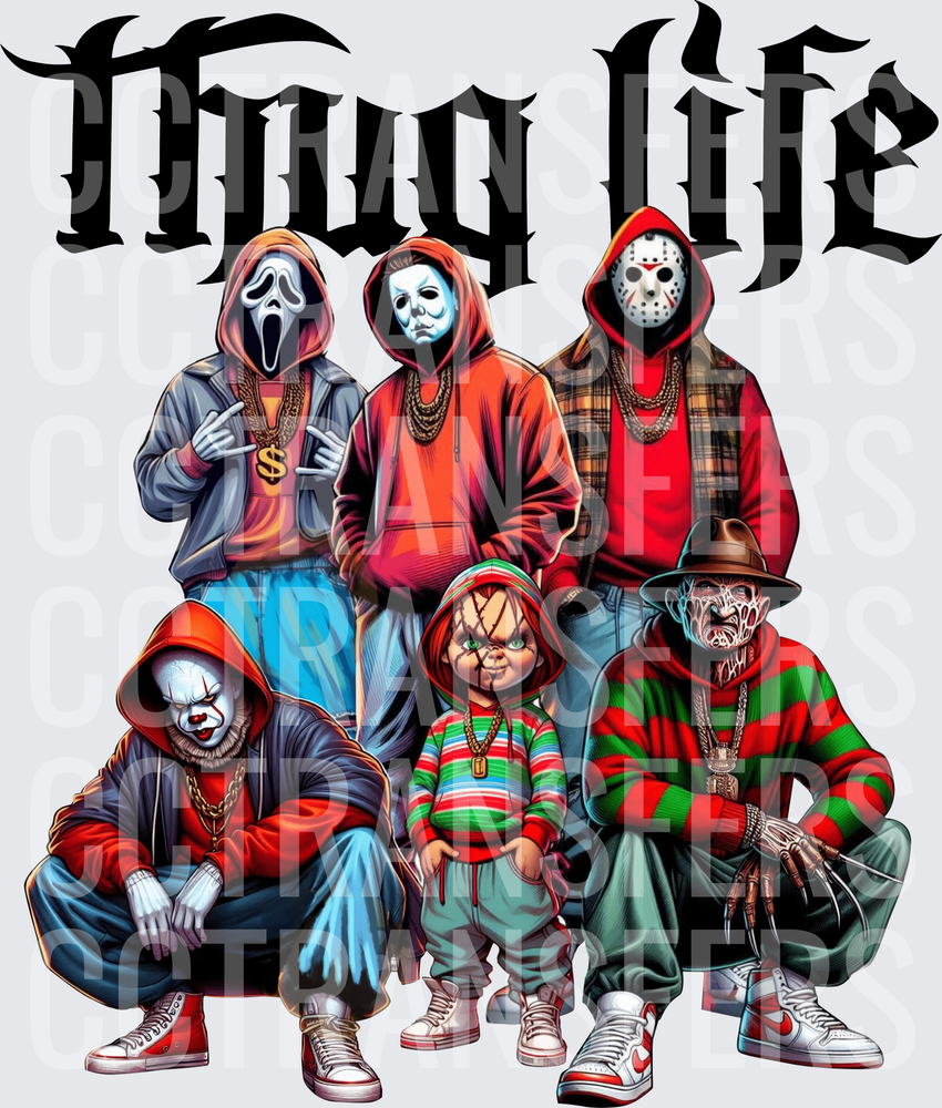 Thug Life Horror Villain Squad Gold Chain Crew (DTF)