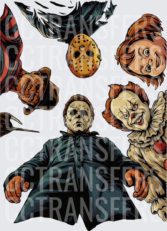 Classic Horror Villains Converging Worm's Eye View (DTF)