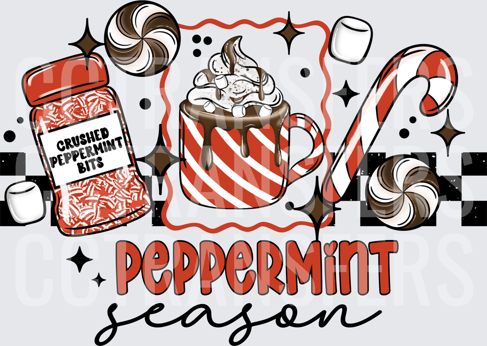 Peppermint Season Hot Cocoa Candy Cane Christmas (DTF)