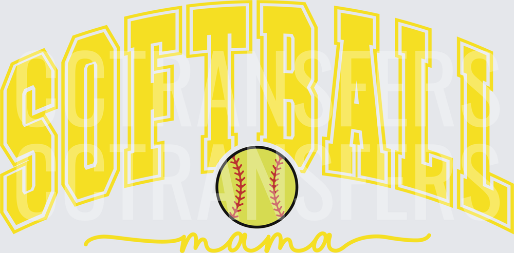 Softball Mama Arched Varsity Letters with Ball (DTF)