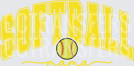 Softball Mama Arched Varsity Letters with Ball (DTF)