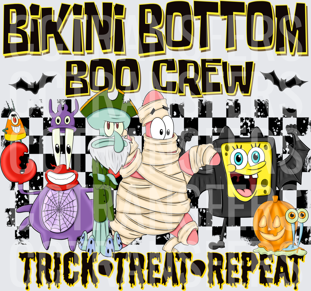 Bikini Bottom Boo Crew Halloween Trick Treat Repeat (DTF)