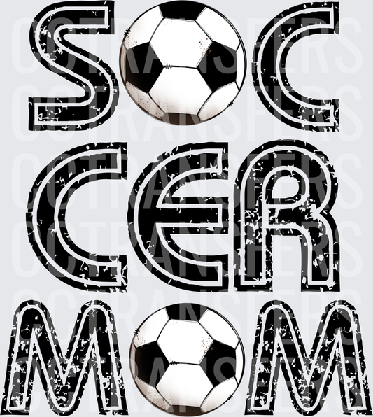 Grunge Soccer Mom Bold Text with Soccer Balls (DTF)