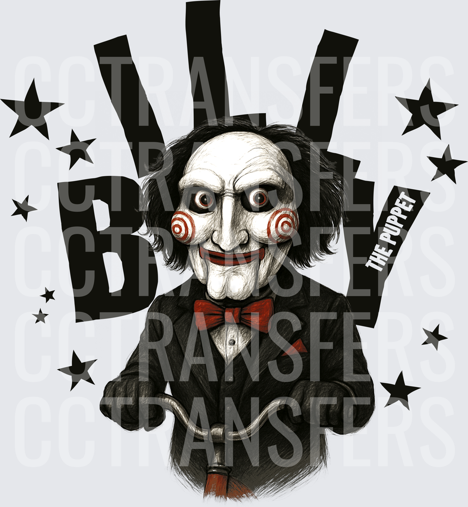 Billy The Puppet Creepy Ventriloquist Doll On Tricycle (DTF)