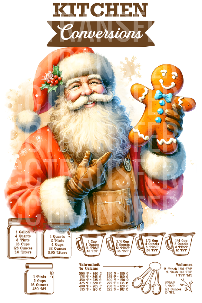 Kitchen Conversions Santa Holding Gingerbread Man (DTF)