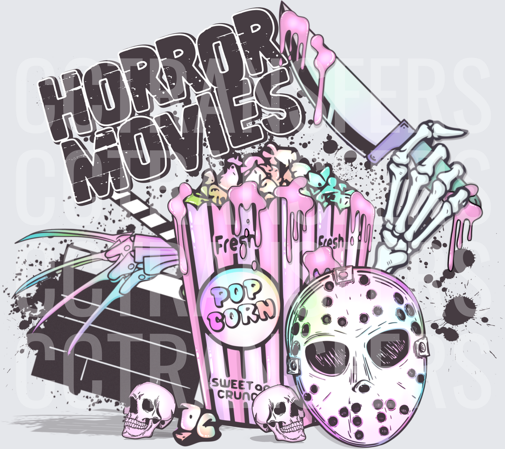 Horror Movies Pastel Goth Popcorn Skulls Slasher Mask (DTF)