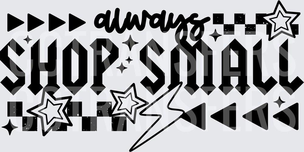 Always Shop Small Bold Retro Stars Checkerboard (DTF)