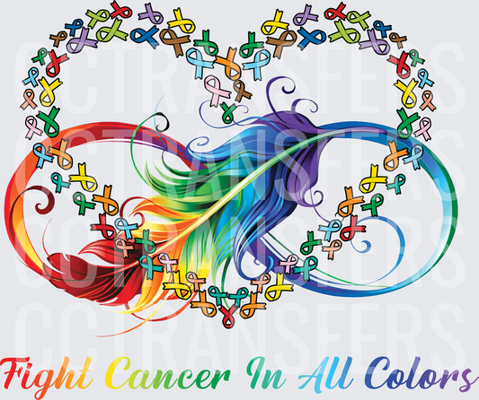 Fight Cancer In All Colors Rainbow Feather Infinity (DTF)
