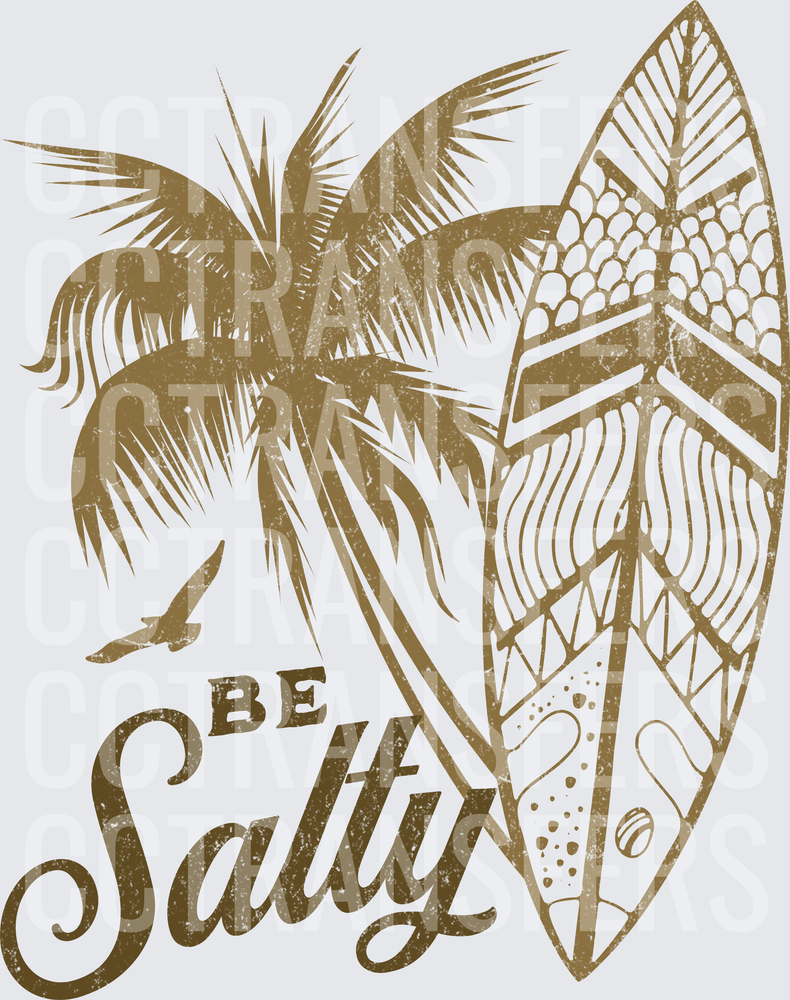 Be Salty Palm Tree Surfboard Vintage Beach (DTF)