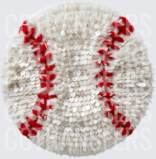 Sequin Rhinestone Baseball with Red Stitching (DTF)
