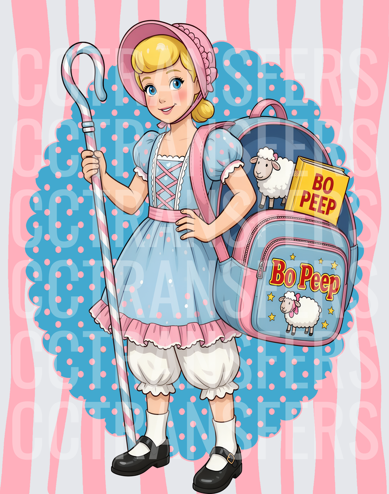 Bo Peep Shepherdess with Sheep Backpack & Crook (DTF)