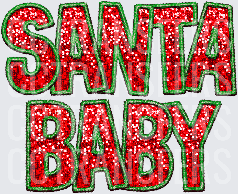 Santa Baby Red Sequin Embroidery Patch Style (DTF)