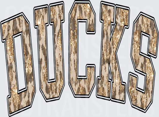 Ducks Arched Varsity Glitter Cowhide Letters (DTF)