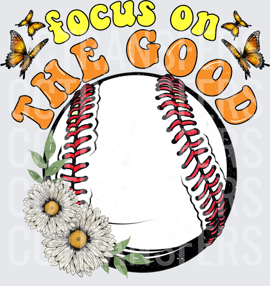 Focus On The Good Baseball Floral Butterfly (DTF)