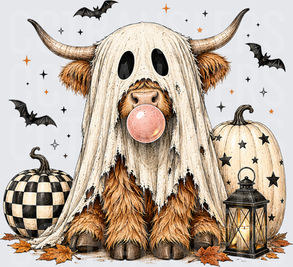 Halloween Ghost Highland Cow Bubblegum Pumpkins Bats (DTF)