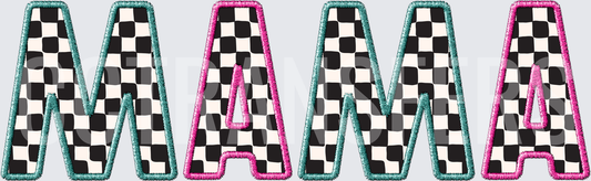 Checkered MAMA Embroidered Patch Style Letters (DTF)