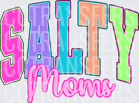 Salty Moms Colorful Varsity Letter Distressed Design (DTF)