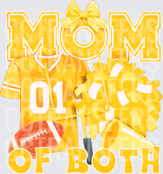 Mom Of Both Football And Cheer Gold Watercolor (DTF)