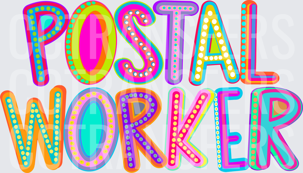 Colorful Funky Dotted Postal Worker Bold Text (DTF)