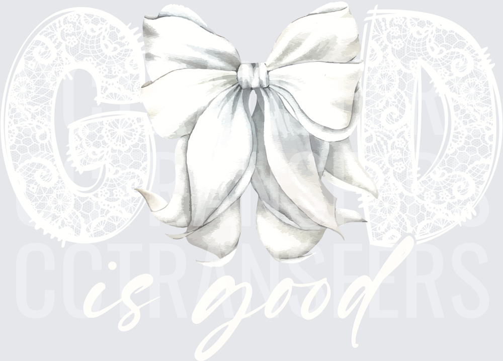 Elegant White Satin Ribbon Bow Watercolor (DTF)