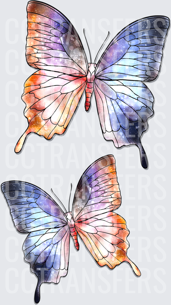 Cosmic Galaxy Butterfly Duo Split Wing Design (DTF)