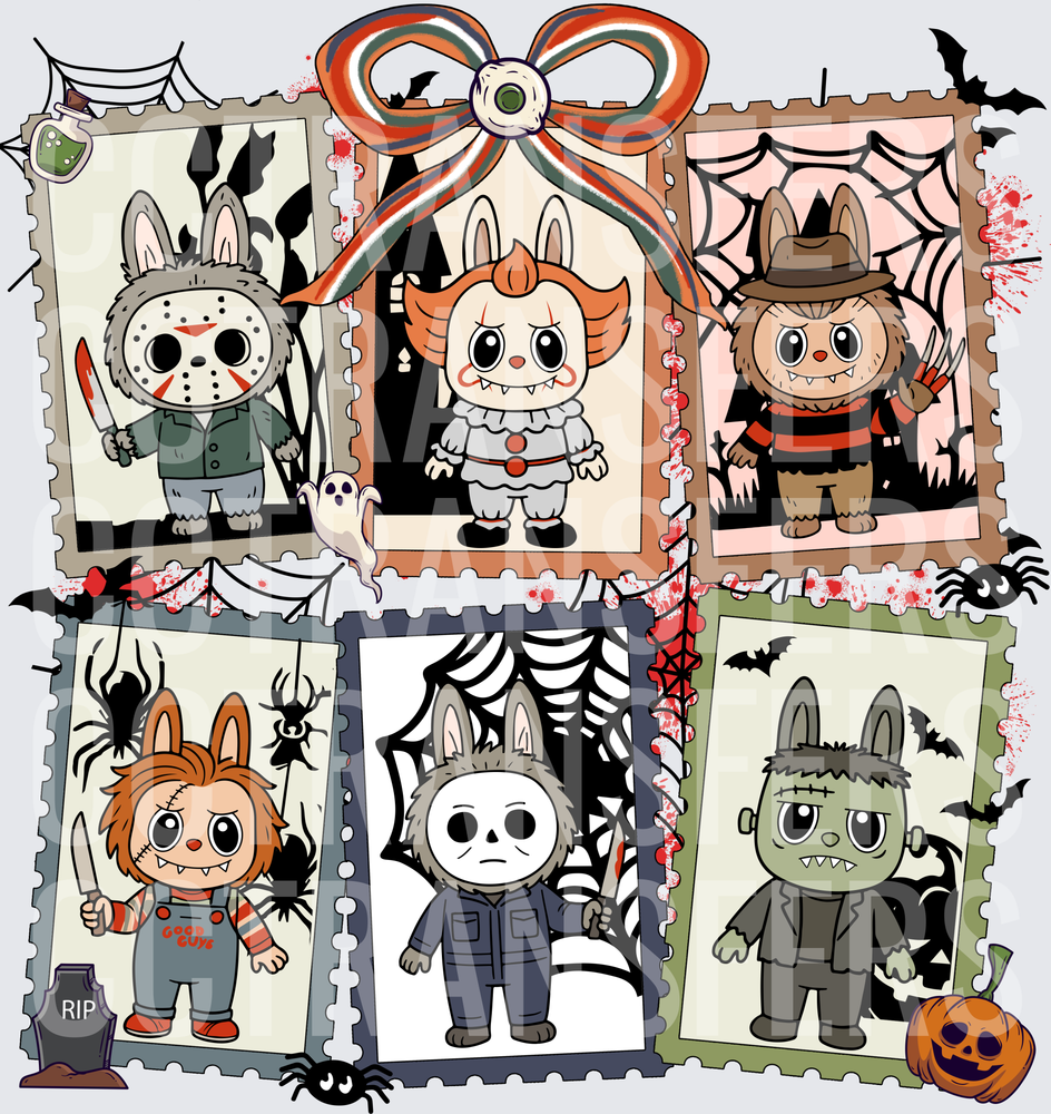 Cute Bunny Horror Movie Villains Stamp Collection Halloween (DTF)