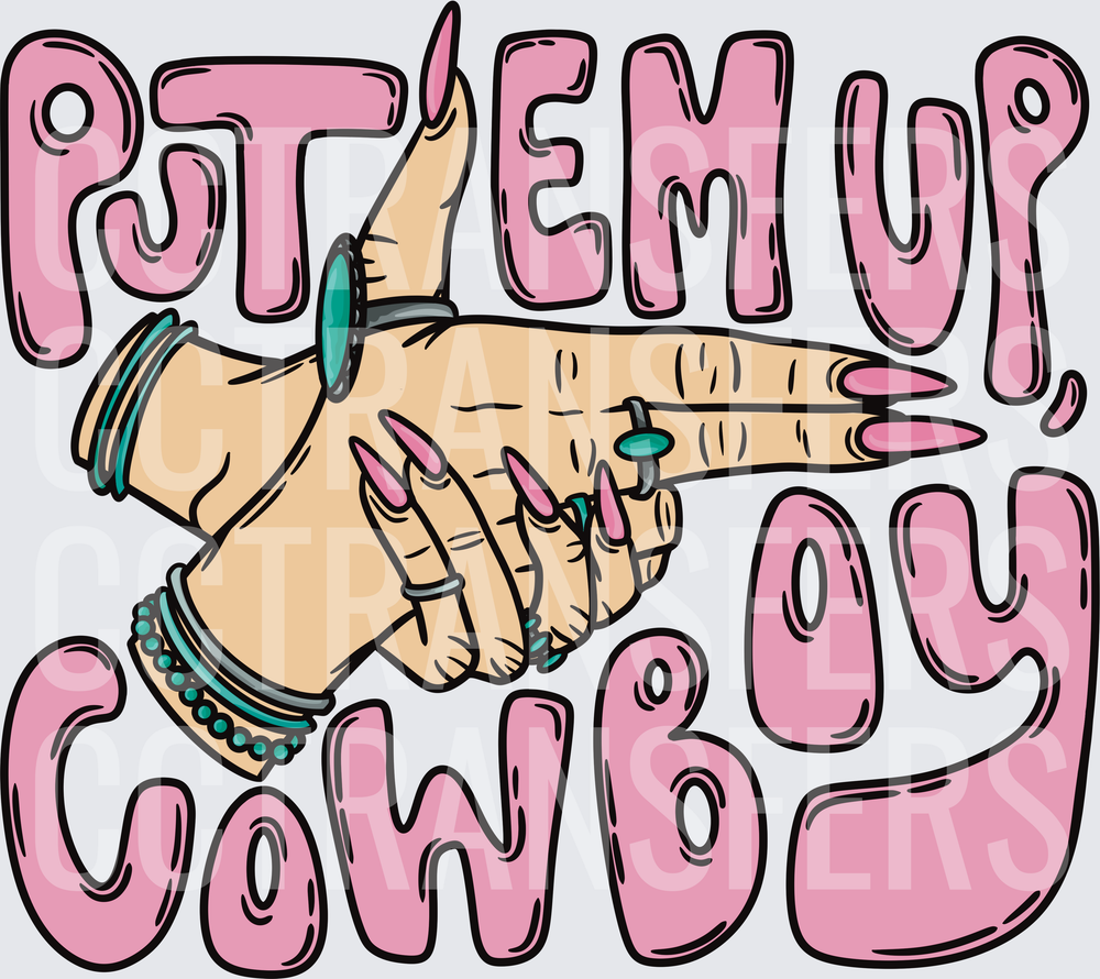 Put Em Up Cowboy Long Nail Hand Gun Turquoise Jewelry (DTF)