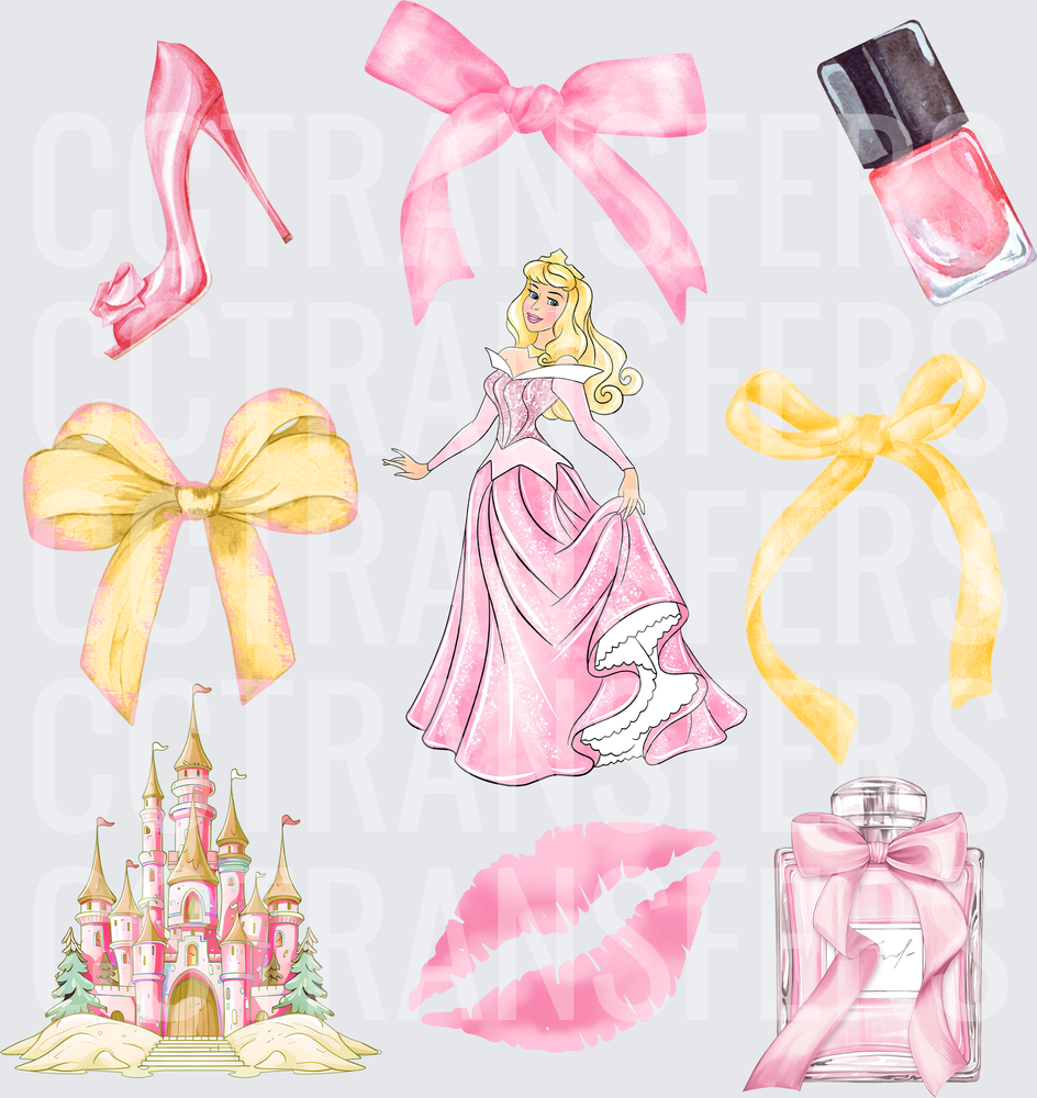 Sleeping Beauty Princess Glam Fashion Elements Bundle (DTF)