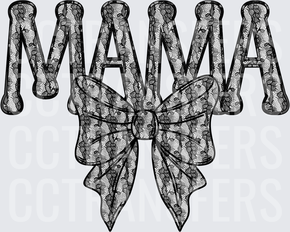 Black Lace MAMA Letter with Bow (DTF)