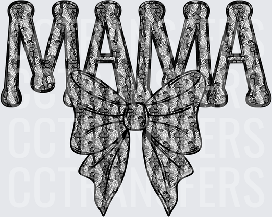 Black Lace MAMA Letter with Bow (DTF)