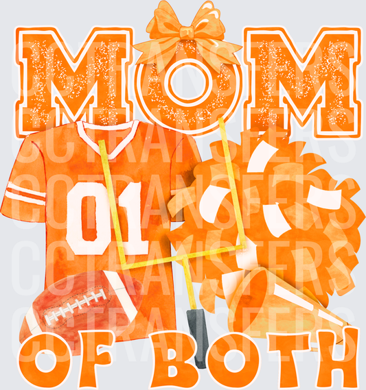 Mom Of Both Football And Cheer Orange Watercolor (DTF)