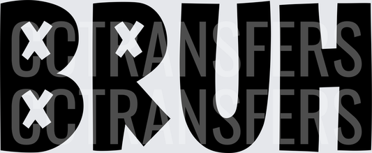 Bold BRUH Text with X Eyes Cartoon Letters (DTF)