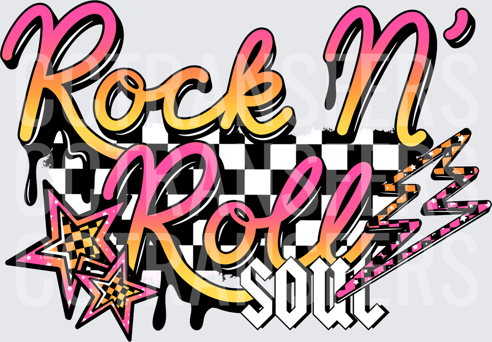 Rock N' Roll Soul Retro Checkered Drip Design (DTF)