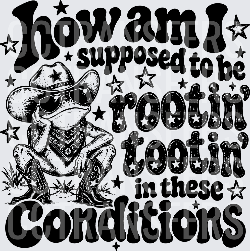 How Am I Supposed To Be Rootin Tootin Cowboy Frog (DTF)