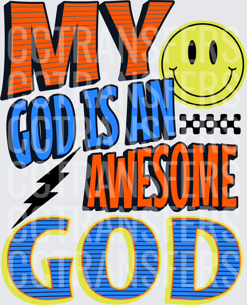 My God Is An Awesome God Bold Retro Graphic (DTF)