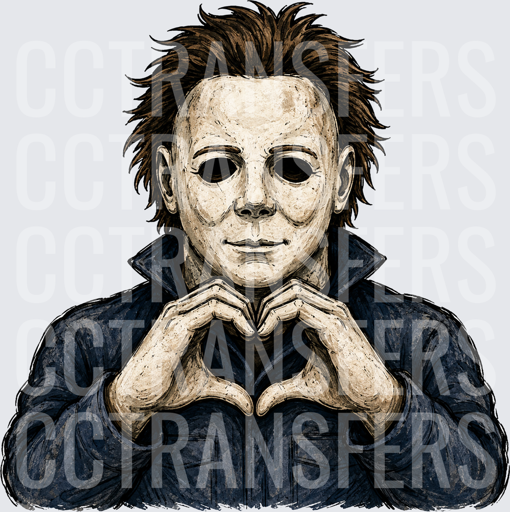 Masked Slasher Making Heart Shape With Hands (DTF)